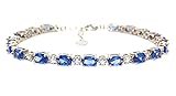 Silver Tanzanite And Diamond 7.86ct Adjustable Tennis Bracelet
