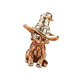 Hkfgdjdl Brass Vintage Witch Cats Miniature Sculpture Kitten with Wizard Hat Antique Home Decors Desk Figurine Ornament