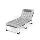Sensch Camping Bed, Adjustable 4-Position Folding Cot Portable Folding Bed Guest for Sleeping Camping Cot Folding Cot for Camping W/Pilllow Mattress for Home Office Nap Beach Travel 150LB