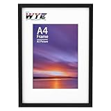 A4 Frame Wooden Photo Frames with A5 Mount, A4 Picture Frames with Stand Tabletop or Wall Hanging, A4 Black Frame Poster Frame with Plexiglass Window, Black