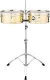 Meinl Percussion Marathon Series Timbales - 2 Drums with 14 and 15 Inches - With Stand - Steel, Gold (MTS1415B)