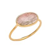 Tourmaline Ring, Natural Tourmaline Ring, Watermelon Tourmaline Ring, 92.5% Sterling Silver Ring, 14K Gold Plated (N) (P)