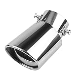 CGEAMDY Stainless Steel Car Exhaust Tip, Universal Car Exhaust Tailpipe Modification Tail Throat Tail Pipe, Steel Car Exhaust Pipe Chrome-Plated Finish Tailpipe for Most Vehicles (Silver-Curved)