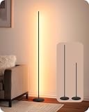 EDISHINE LED Floor Lamp, 146cm Minimalist Dimmable Standing Lamp with Foot Switch, Stepless Dimming, Tall Corner Lamp for Living Room, Bedroom, Office, 3000K, Black