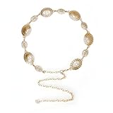 Ycfish Waist Chain, Gold Waist Chain, Hollow Out Daisy Chains Belt, Western Metal Concho Belt, Gold Tone Adjustable Waists Chains Belts for Women Dress Jeans Cowgirl Belly Chainse Accessory