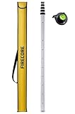 Firecore Levelling Staff, Telescopic Levelling Staff 5m, Aluminium Measuring rods for Cross line Lasers and Rotating Lasers, Measuring Staff with Spirit Bubble, 5m Length in 5 Segments, mm/dm Scale