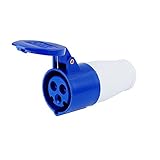 SZXMDKH 16A 240V 3-Pin Weather Proof Industrial Socket, Conform to ICE309-2 Dustproof Replacement Socket with Cover , 1 Pack, Blue