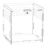 QWORK® Reptile Acrylic Feeding Box, Acrylic Transparent Insect Habitat Terrarium Case, 9.5 x 9 x 9 cm for Praying Mantis, Spiders, Lizards, Snails