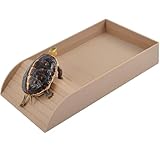 Tortoise Bath, Large Tortoise Water, Dish with Ramp and Basking Platform for Lizards Amphibians Habitat (Brown)