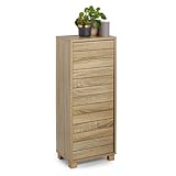 VonHaus Bathroom Storage Cabinet – Oak Wood Effect Bathroom Floor Cabinet with Handleless Design - Small Floor Standing Cupboard - Storage Unit for Kitchen & Hallway - Chester