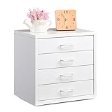 HollyHOME Desktop Stroage Drawers Filing Cabinet with 4 Drawers, Organizer Vertical File Cabinets A4 storage drawers for Home Office Self-assemble,White