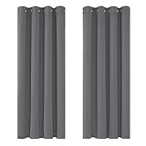 Deconovo Grey Blackout Curtains 46 x 54 Inch Eyelet Super Soft Thermal Insulated Bedroom Blackout Eyelet Curtains for Living Room Light Grey 2 Panels