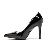 Women Stiletto High Heel Pointed Pumps Ladies Party Clubbing Work Court Shoes Size 3-12 (6 UK, Black Paten)