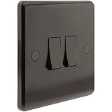 Art Deco Emporium 2Gang 2Way 10Amp Wall Switch in Vintage Period Style Bakelite Dark Brown Part of the New eXalt V2.0 Brand. Standard UK Single Pole 2-Way Rocker Light Switch 2-Gang