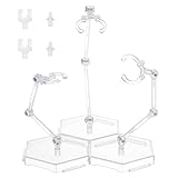 FINGERINSPIRE 3 Pcs Action Figure Stand Clear Assembly Action Figure Display Holder Splicable Hexagon Base Model Support Stand Miniature Model Bases Compatible with HG RG SHF 1/144 Figures