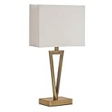 Lighting Supermarket V Design Antique Brass Slimline Table Lamp with Ivory Linen Shade