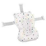 Floating Baby Bath Seat Cushion, Newborn Tub Supporter with Safety Belts Adjustable Foldable, Baby Bath Seat Cushion, 3 Snap Safety Belts for Infant Newborn (White Stars)