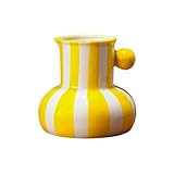 Striped Vase Elegant for Home Modern Flower Unique Centerpiece Table Perfect Idea Housewarming Wedding Anniversary in A Teacup Set (Yellow, 14cm)