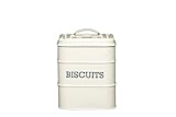KitchenCraft Living Nostalgia Metal Biscuit Tin, Airtight, 14.5 x 19cm, Antique Cream