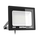 GRIFEMA 50W LED Floodlight Outdoor, 5500LM, 6500K Cool White, IP66 Waterproof, Adjustable 180° Bracket, Security Lighting for Garden, Garage, Yard, No Plug​