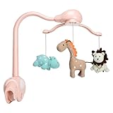 Cutie Pumpkin Next to Me Crib Mobile,Music Cot Mobile for Baby Girls,Pink Bedside Crib Moble with Clamp,Music,Rotation,Natural Sounds,Timer Function,Starlight Projection