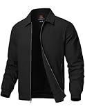 Rdruko Men's Casual Lapel Jacket Lightweight Outdoor Windbreaker Jacket Smart Spring Autumn Jackets for Sport Work Walking Hiking Golf Black XL