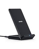 Anker Wireless Charger, PowerWave Stand, Qi-Certified for iPhone 17/16/15/14/13/12 Series, SE, 11, 11 Pro, 11 Pro Max, XR, Xs Max, 10W Fast-Charging Galaxy S20 S10 S9 S8, Note 10 (No AC Adapter)