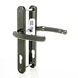 TSS UPVC Door Handle Set in Anthracite Grey, 92mm PZ (Centres), Lever/Lever, Screw to Screw 215mm with Backplate 246mm x 32mm - Grey Replacement PVC Door Handle