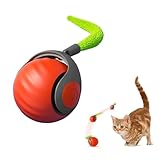 Speedy Tail Cat Toys for Indoor Cats,Smart Interactive Kitten Toy with Feather Tail, 2 Speeds Rechargeable Moving Cat Ball for Bored Indoor Cats, Motion Activated Kitten Rolling Ball Toys (Orange)