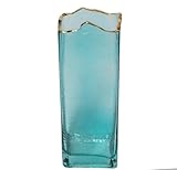 Glass Decorative Flower Vase for Home Decor (Turquoise)