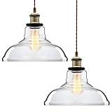 Long Life Lamp Company Pack of 2 Modern Vintage Glass Chandelier Shade Pendant Hanging Ceiling Light E27 - Clear Glass M0 07