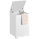 Yaheetech White Bathroom Laundry Basket Large Bin Wooden Storage Home Organizer Hamper with Lid