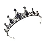 FARBEIR Black Baroque Crown Gothic Princess Queen Tiara Headband Crystal Headband for Wedding Prom Pageant Party