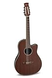 Applause Classic Nylon Electric Acoustic Concert Guitar - Traditional AB24C Mid Cutaway Nylon - Roundback Lyrachord Mid-Depth Body - AP3TP Preamp - Mahogany Top - Natural Satin - AB24CM-4S