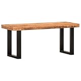 vidaXL Solid Rough Mango Wood Bench with Steel Legs - 110 cm - Robust and Durable - Industrial Style - Brown and Black - for Living Room or Hallway