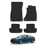 Audi A5 (2006-2016) [Coupe; Cabriolet] Rubber Car Mats Accessories Tailored Fit Compatible Accessory Waterproof Protection Non-Slip Floor Mats Full Coverage Durable Front Rear Set Coverage with Clips
