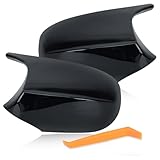 Pair Gloss Black Wing Mirror Cover Caps, Replacement Rearview Side Mirror Covers For BMW 3 Series E90 E91 E92 E93 E81 E87 LCI 2008-2013 Right & Left Side
