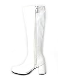 Women's Ladies Fancy Dress 1960's & 70's Knee High Go Go Retro Boots Size UK 3-12 (UK 4, White)