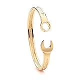 Old English Jewellers 9ct Yellow Gold on Sterling Silver 925 Vintage Patterned Solid Spanner Torque Bangle MEN'S GENT'S