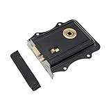 Infinity Decor Old English Victorian Style Iron Rim Latch Lock Set in Black & Antique Finish - Interior Bathroom Bedroom Door Gate Snib Lock Security