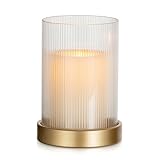 Glasseam Hurricane Glass Metal Candle Holder Tray with Cylinder for Pillar - Table Centrepiece for Living Room Home Decor