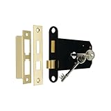 Heavy Duty Electro Brass 3 Lever Horizontal Mortice Sash Lock (150mm) with Key Latch Lock Set - Security Door Lock for Interior and Exterior Doors