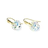 9ct Gold Crystal Heart Earrings - Aurora Borealis