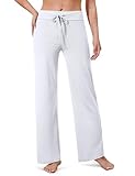 VALANDY Creamlush Wide Leg Pants Woman Drawstring Pajamas Lounge Pants Loose Comfy Sleepwear Casual Yoga White