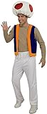 MJPARTY Adult Super Plumber Bros Mushroom Costume Toad Fancy Dress Costume Video Game Shirt Included Male 40/44 (Chest)