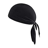 IPENNY Quickly Dry Breathable Cotton Cycling Running Hat Sun UV Protection Pirate Hat Sports Headwear Bandana Cap Under Helmet Hat Skull Cap Motorcycle Beanie Black