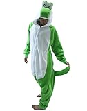 LAKIGURUMI Adult Unisex Five Colors Yoshi Women's Fleece Pajamas Unisex Animal Onesies Novelty Pyjamas Nightwear Halloween Homewear OnePiece Cosplay Costume Loungewear (Green, S)