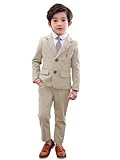 LOLANTA 2 Piece Boys Suits Set, Kids Blazer & Trousers, Leisurewear or Wedding Party Pageboy Outfit, Light Khaki, 3-4 Years, 100
