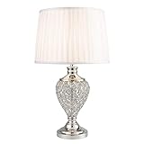Lighting Supermarket Hepburn Large Crystal Glass Table Lamp with Matching Ivory Pleat Shade - Silver Chrome