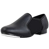 flexdans Black Tap Shoes PU Leather Non-Slip Tip Tap Dance Shoes for Women Man F001 Black 38